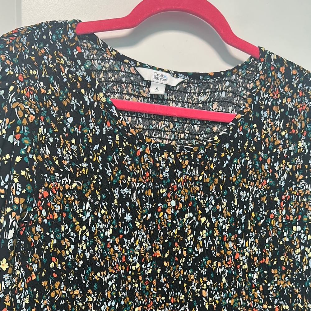 Croft & Barrow Black and Orange Dress Casual